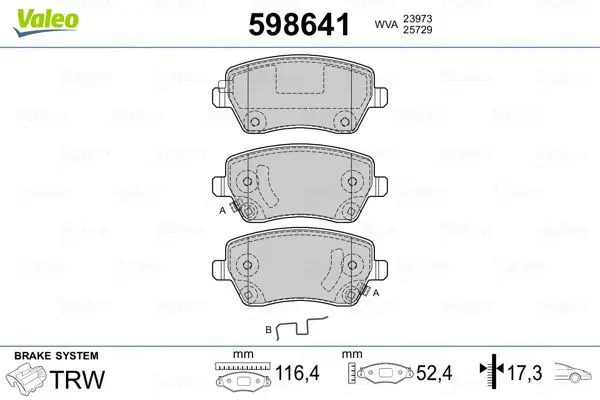 Handler.Part Brake pad set, disc brake Valeo 598641 1