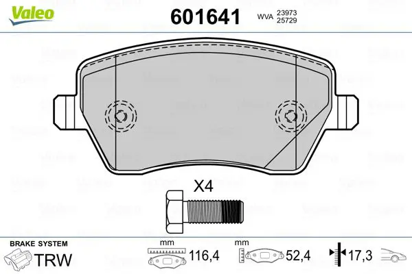 Handler.Part Brake pad set, disc brake Valeo 601641 1