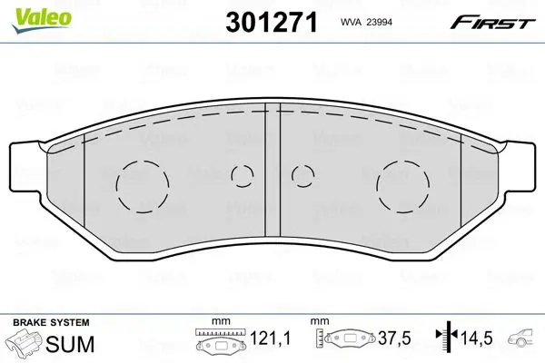 Handler.Part Brake pad set, disc brake Valeo 301271 1