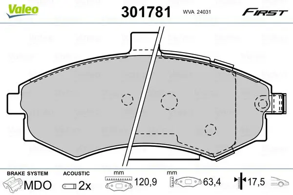 Handler.Part Brake pad set, disc brake Valeo 301781 1