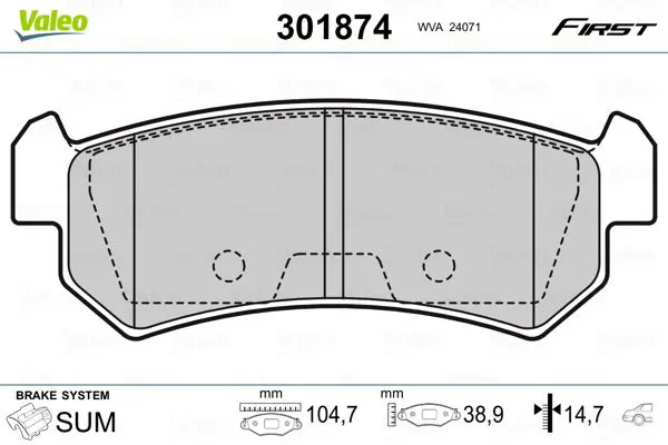 Handler.Part Brake pad set, disc brake Valeo 301874 1