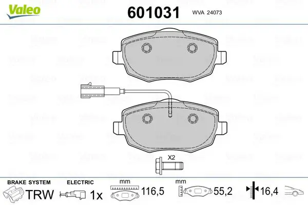 Handler.Part Brake pad set, disc brake Valeo 601031 1