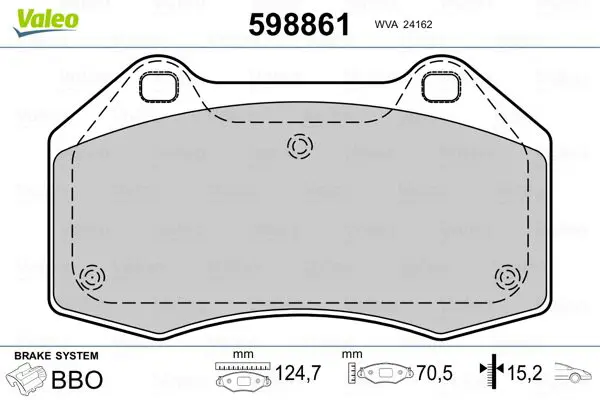 Handler.Part Brake pad set, disc brake Valeo 598861 1