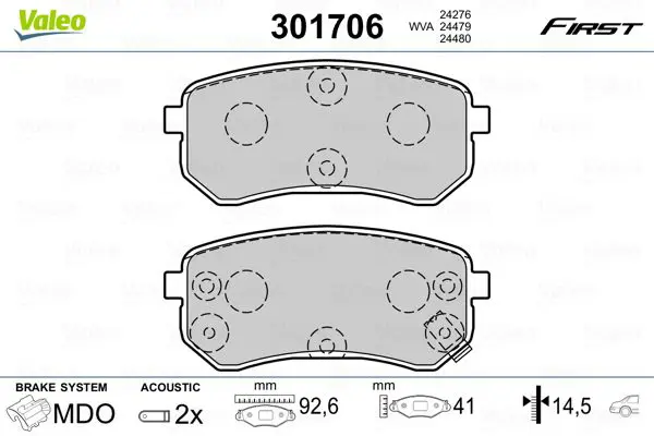 Handler.Part Brake pad set, disc brake Valeo 301706 1