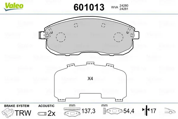 Handler.Part Brake pad set, disc brake Valeo 601013 1