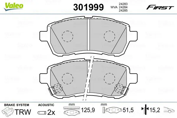 Handler.Part Brake pad set, disc brake Valeo 301999 1