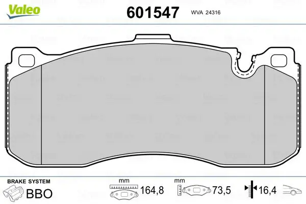 Handler.Part Brake pad set, disc brake Valeo 601547 1