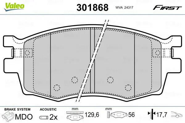 Handler.Part Brake pad set, disc brake Valeo 301868 1