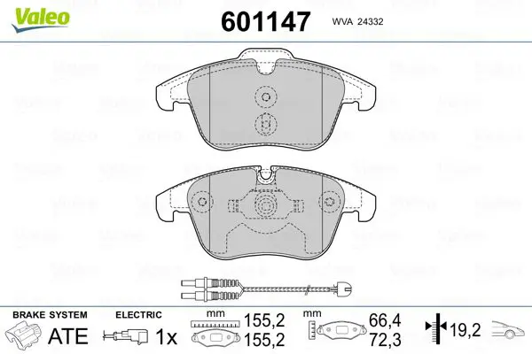 Handler.Part Brake pad set, disc brake Valeo 601147 1