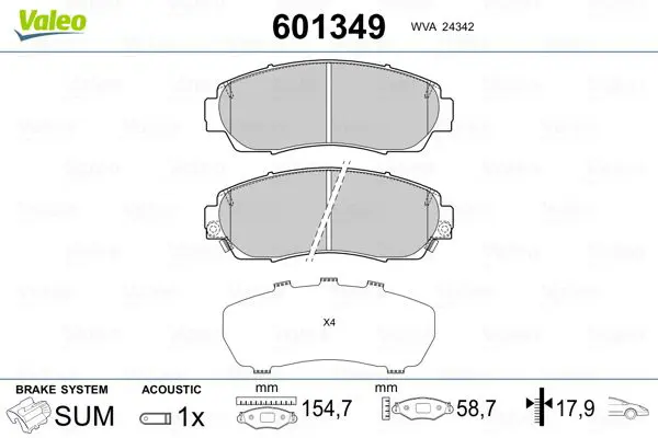 Handler.Part Brake pad set, disc brake Valeo 601349 1