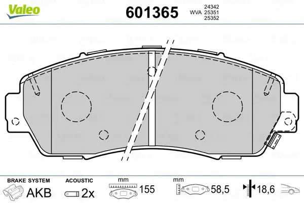 Handler.Part Brake pad set, disc brake Valeo 601365 1