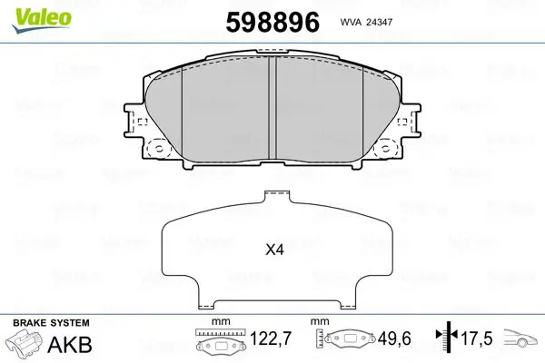 Handler.Part Brake pad set, disc brake Valeo 598896 1