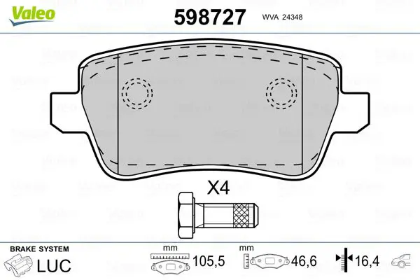 Handler.Part Brake pad set, disc brake Valeo 598727 1