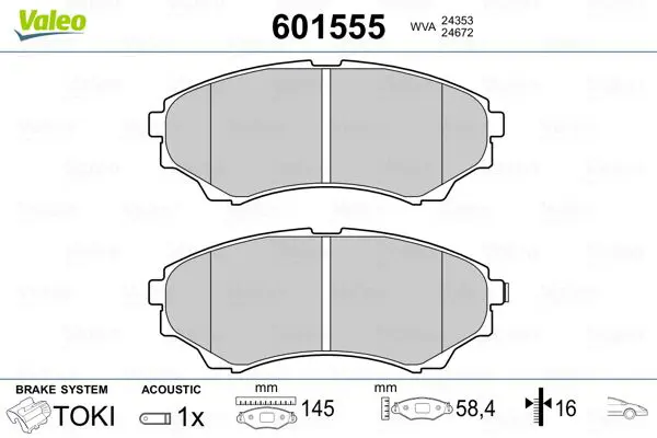 Handler.Part Brake pad set, disc brake Valeo 601555 1