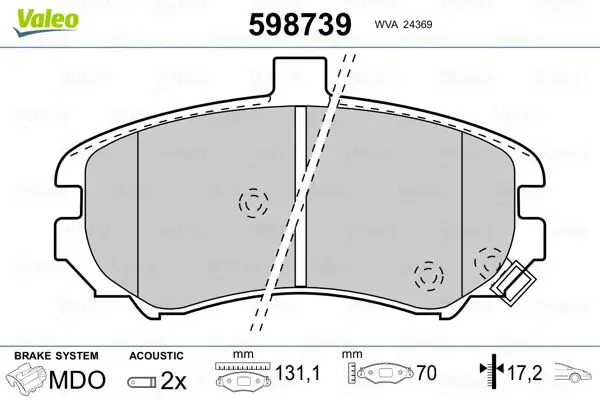 Handler.Part Brake pad set, disc brake Valeo 598739 1