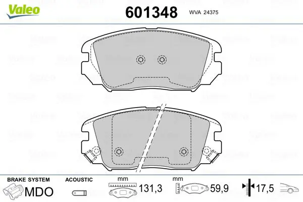 Handler.Part Brake pad set, disc brake Valeo 601348 1