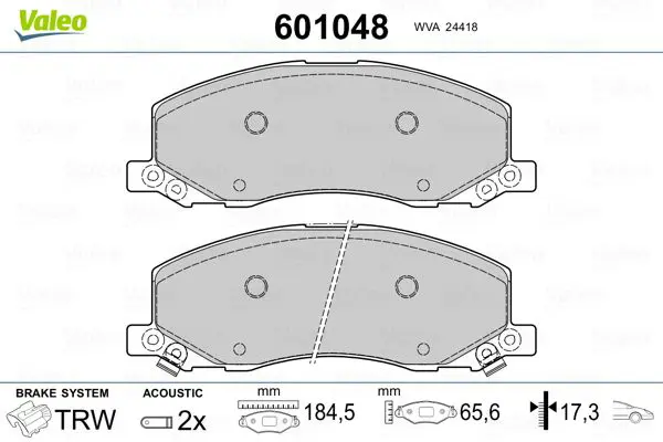 Handler.Part Brake pad set, disc brake Valeo 601048 1