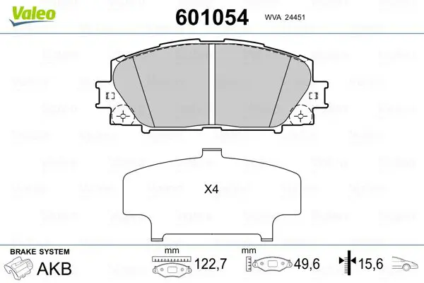 Handler.Part Brake pad set, disc brake Valeo 601054 1