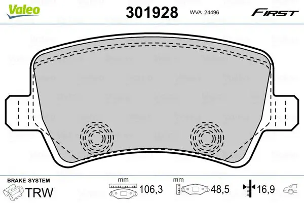 Handler.Part Brake pad set, disc brake Valeo 301928 1