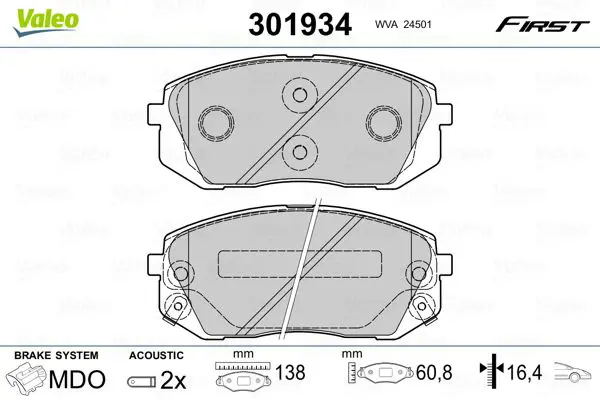 Handler.Part Brake pad set, disc brake Valeo 301934 1