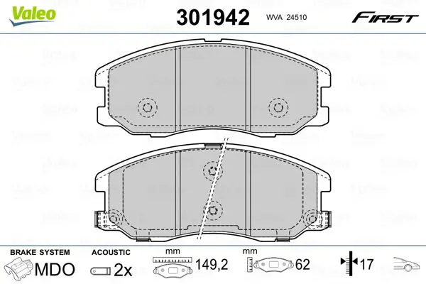 Handler.Part Brake pad set, disc brake Valeo 301942 1