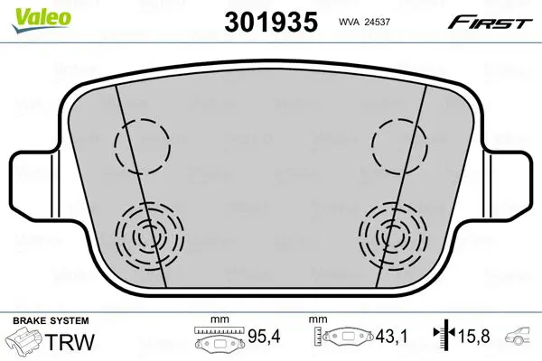 Handler.Part Brake pad set, disc brake Valeo 301935 1