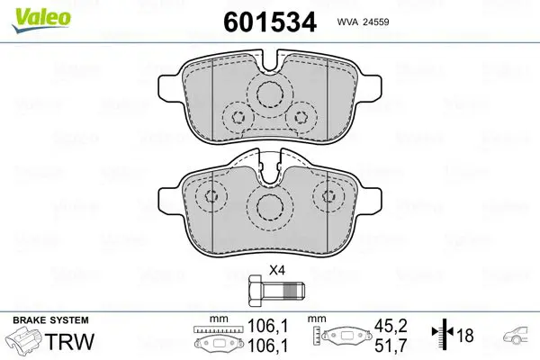 Handler.Part Brake pad set, disc brake Valeo 601534 1