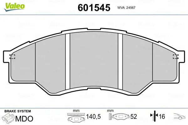 Handler.Part Brake pad set, disc brake Valeo 601545 1