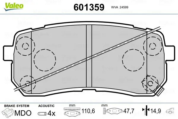 Handler.Part Brake pad set, disc brake Valeo 601359 1