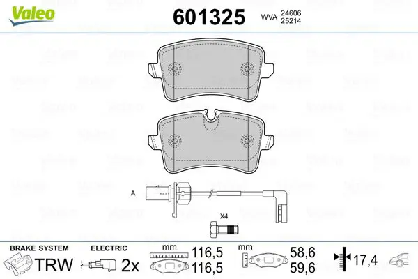 Handler.Part Brake pad set, disc brake Valeo 601325 1