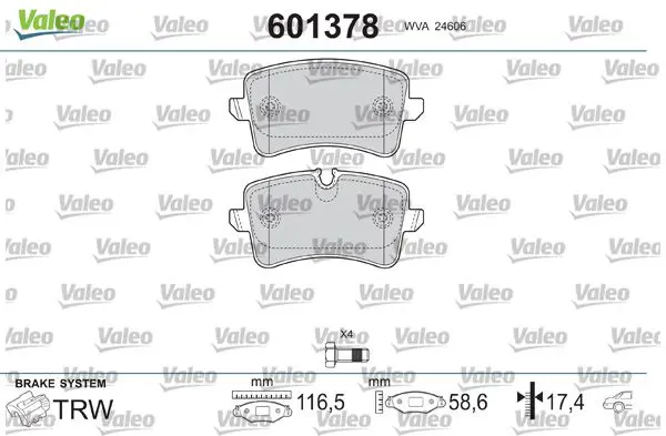 Handler.Part Brake pad set, disc brake Valeo 601378 1