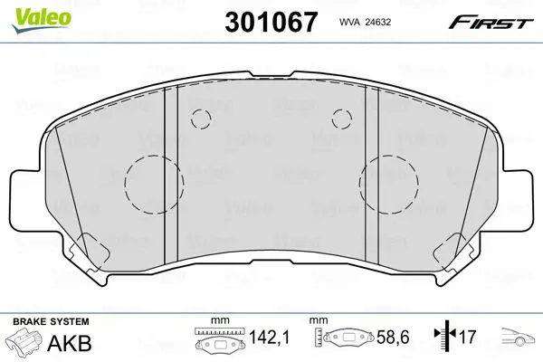 Handler.Part Brake pad set, disc brake Valeo 301067 1