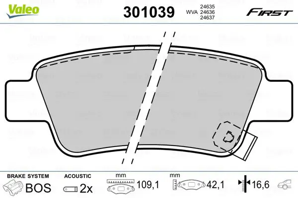 Handler.Part Brake pad set, disc brake Valeo 301039 1