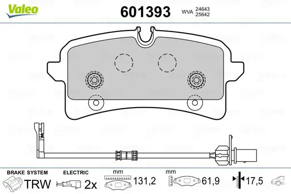 Handler.Part Brake pad set, disc brake Valeo 601393 1