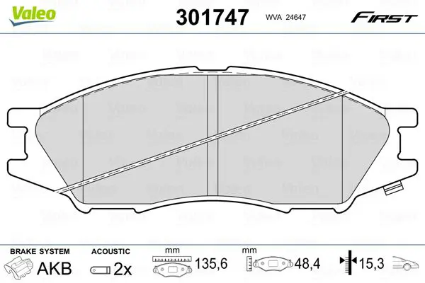 Handler.Part Brake pad set, disc brake Valeo 301747 1