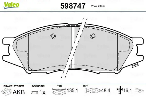 Handler.Part Brake pad set, disc brake Valeo 598747 1