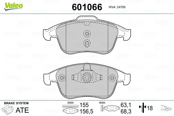 Handler.Part Brake pad set, disc brake Valeo 601066 1