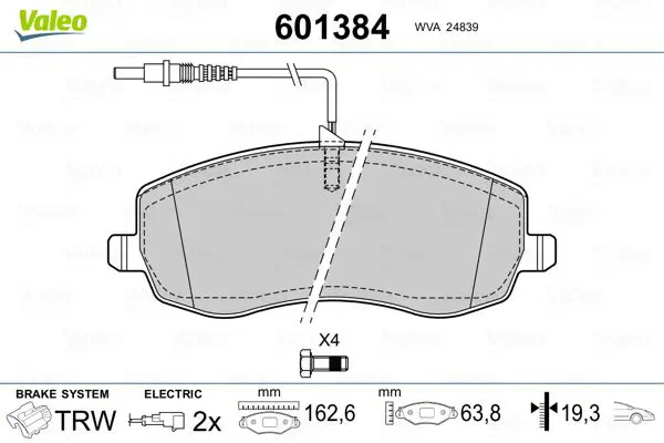 Handler.Part Brake pad set, disc brake Valeo 601384 1