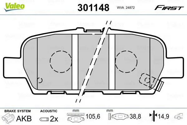 Handler.Part Brake pad set, disc brake Valeo 301148 1