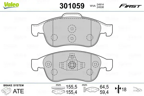 Handler.Part Brake pad set, disc brake Valeo 301059 1