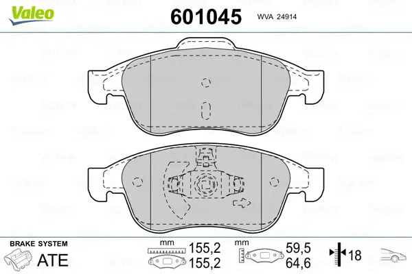 Handler.Part Brake pad set, disc brake Valeo 601045 1