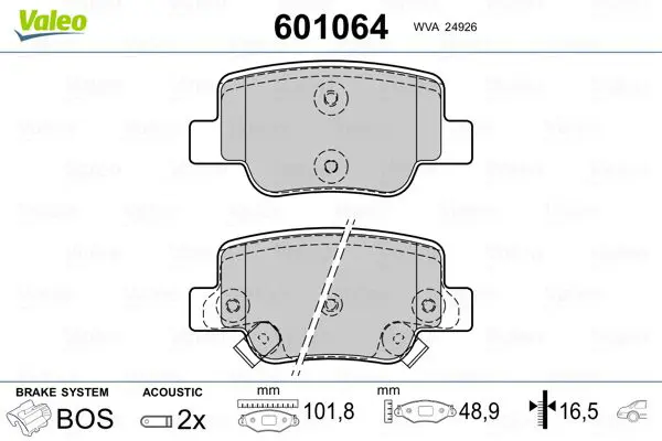 Handler.Part Brake pad set, disc brake Valeo 601064 1