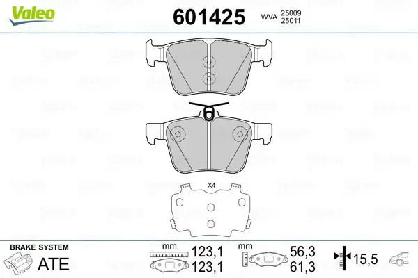 Handler.Part Brake pad set, disc brake Valeo 601425 1