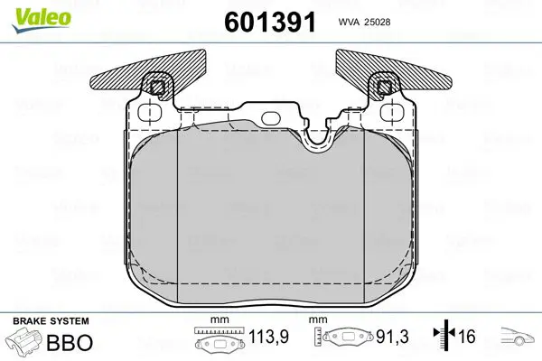 Handler.Part Brake pad set, disc brake Valeo 601391 1