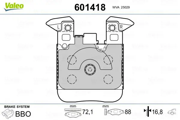 Handler.Part Brake pad set, disc brake Valeo 601418 1