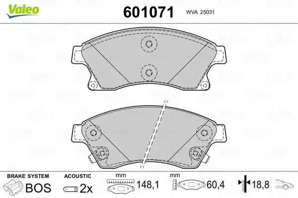 Handler.Part Brake pad set, disc brake Valeo 601071 1