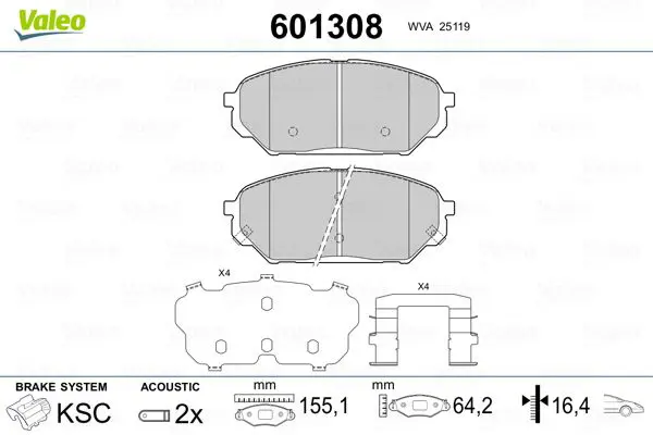 Handler.Part Brake pad set, disc brake Valeo 601308 1