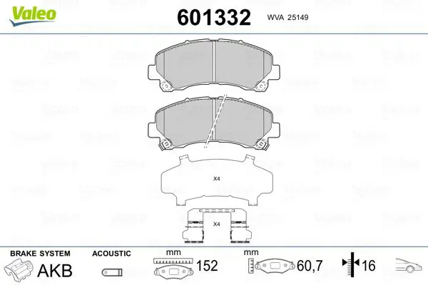 Handler.Part Brake pad set, disc brake Valeo 601332 1