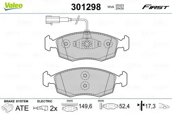 Handler.Part Brake pad set, disc brake Valeo 301298 1