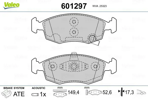 Handler.Part Brake pad set, disc brake Valeo 601297 1